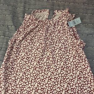 LOFT Red and White Floral Blouse size xxs p NWT